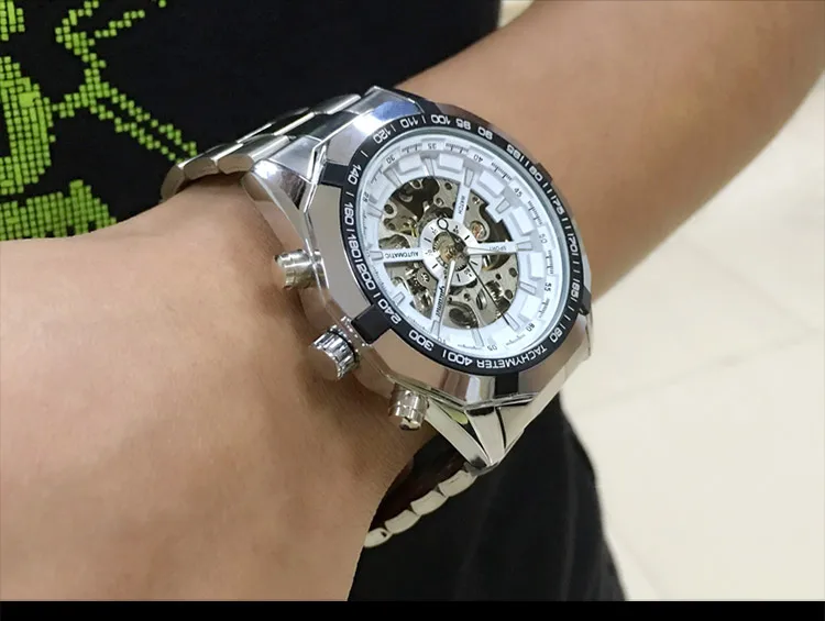 Роскошные скелетные Мужские механические часы reloj hombre водонепроницаемые