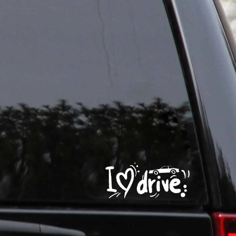 

YJZT 13.2CM*5.8CM I Love Drive Car Sticker Cute Vinyl Decal Black/Silver C10-01901