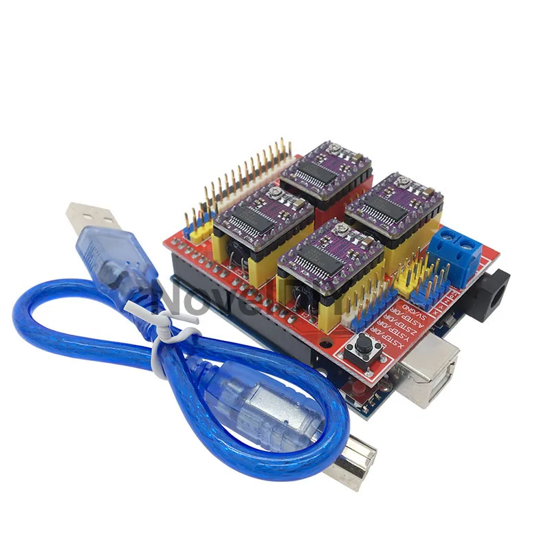Щит с ЧПУ V3 Плата расширения V3.0+ UNO R3 с usb для Arduino+ 4 шт. Драйвер шагового двигателя A4988/DRV8825/AT2100 комплект для 3d принтера