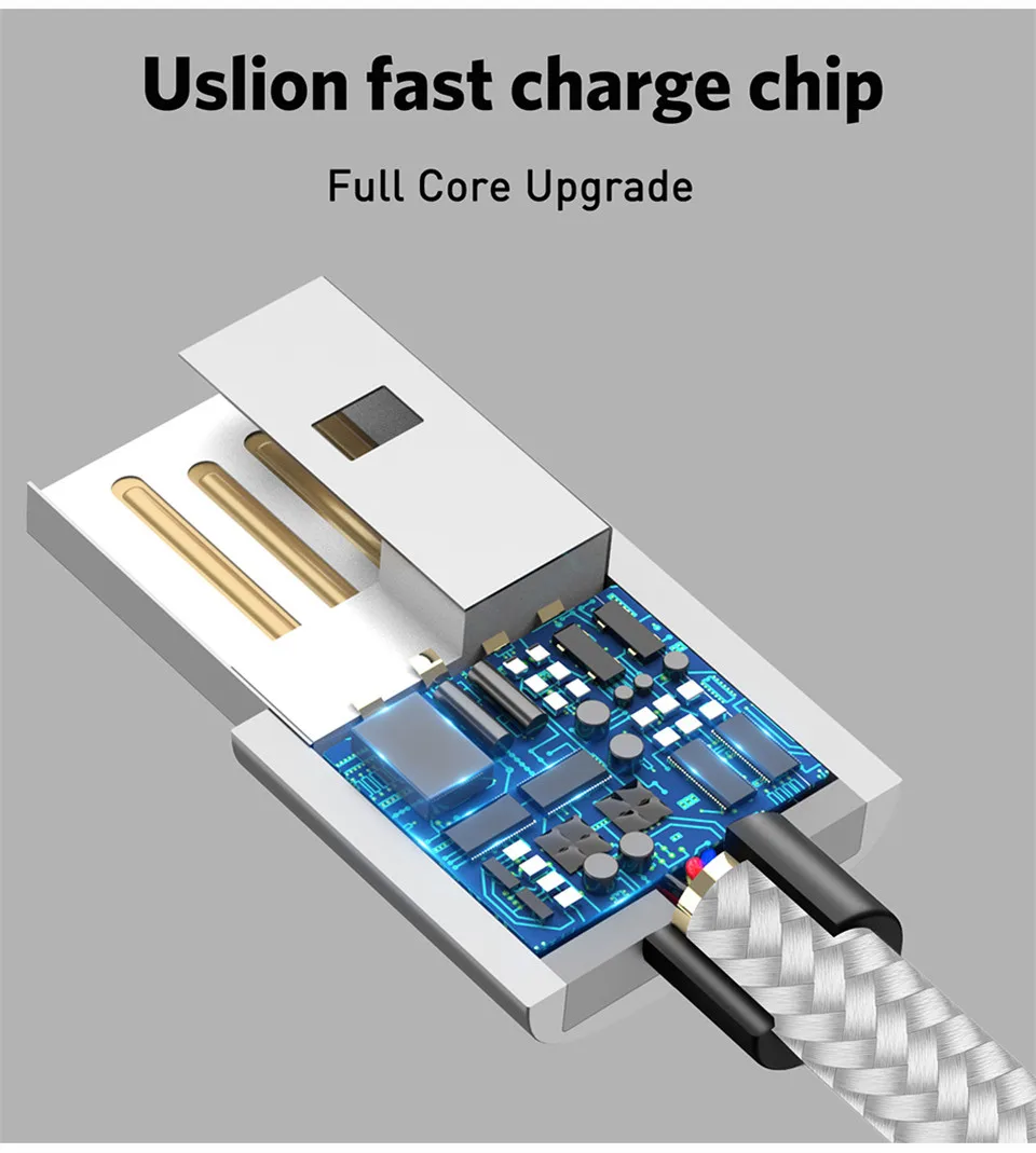 USLION 1 м светодиодный магнитный кабель и Micro USB кабель и usb type C Магнитный зарядный кабель для samsung S10 iPhone Xs Max XR X 8 7 6 Plus
