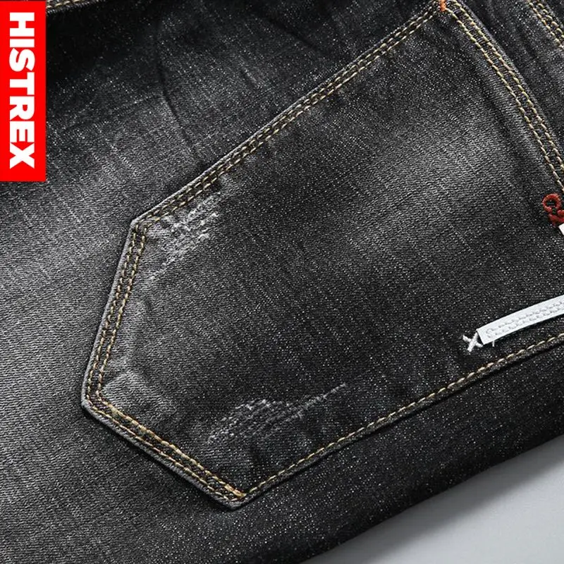 Мужские джинсы HISTREX летние шорты на молнии прямые стрейчевые хлопковые короткие
