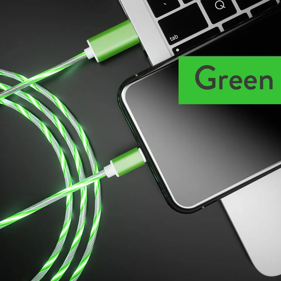 For Android Green USB 1 м светодиодный светящийся зарядный кабель для мобильного телефона для Xiaomi Mi8 Max 3 htc Micro huawei Honor Note 10 для автомобиля синий красный зеленый RGB - Название цвета: For Android Green