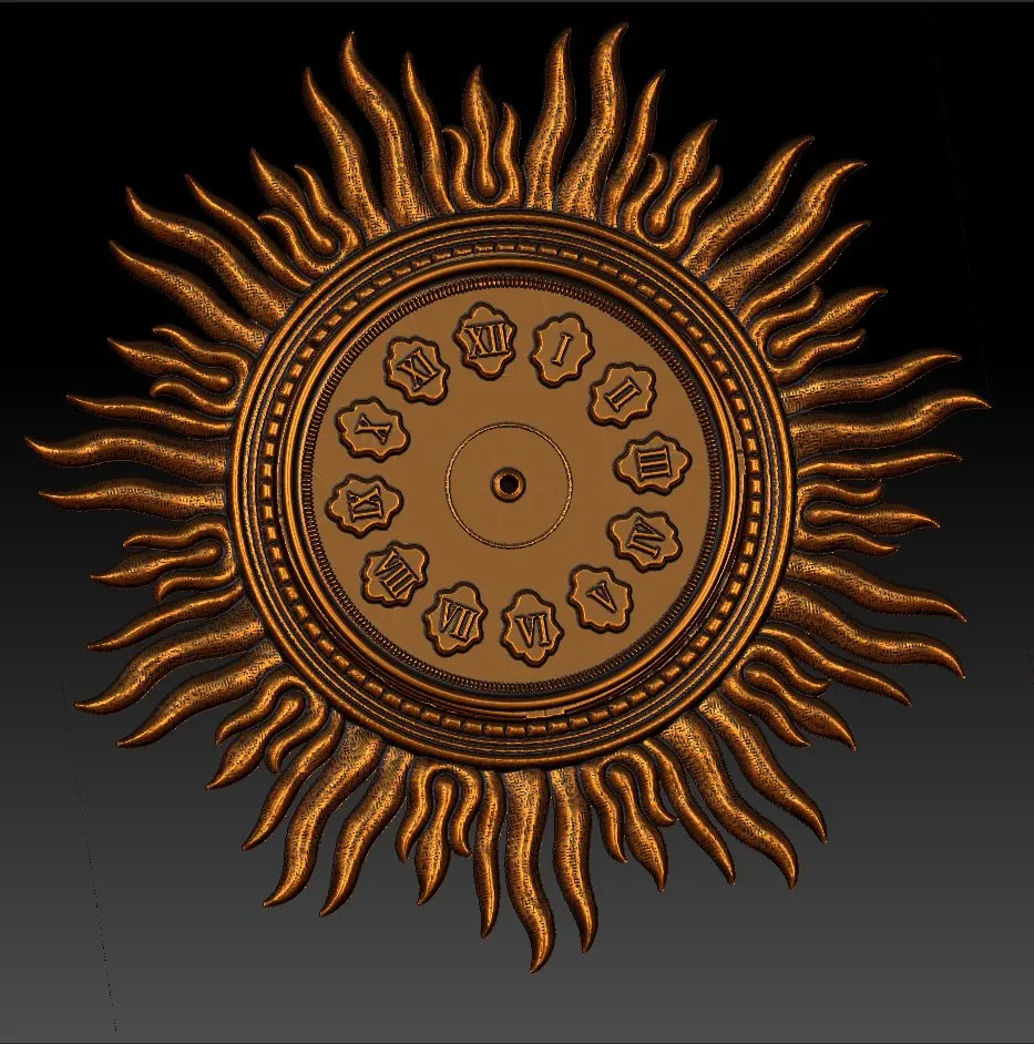 

Digital file in STL format clock for CNC 3D relief carving engraving C36-5