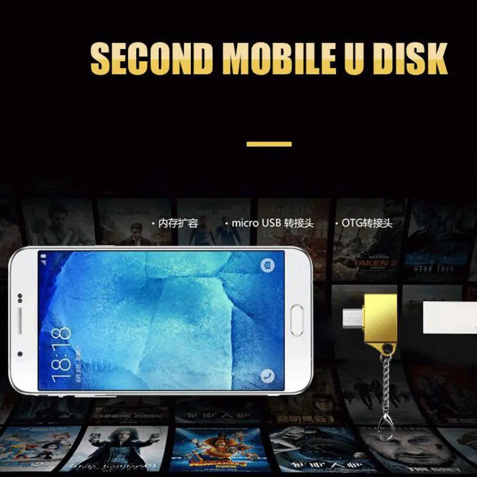 Металлический Micro USB папа к 2 0 Женский Адаптер конвертера OTG с брелоком Аксессуары