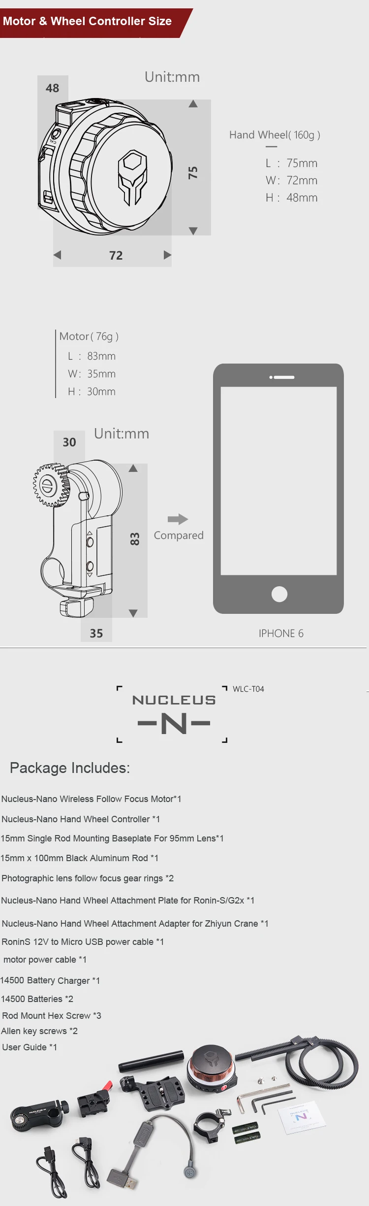Tilta Nucleus-Nano Беспроводная система контроля за фокусом для dji Ronin s Crane 2 Gimbal