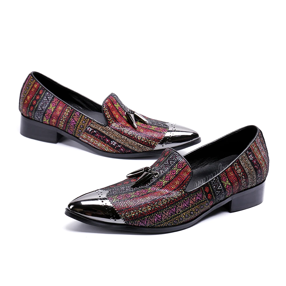 

Deification Italian Leather Mens Dress Shoes Slip On Men Formal Shoes Leather Shoes Men Fashion Colors Printed Wedding Shoes Men