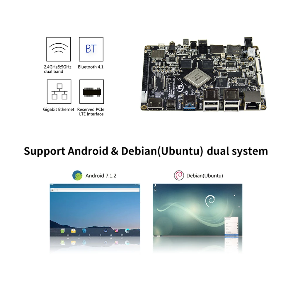 MECOOL VS RK3399 Android 7.1 DIY Mali T860 TV Box Super Development Board Max 4GB RAM 32GB ROM 4K 10Bit VP9 Media Player|media player|tv box4k media