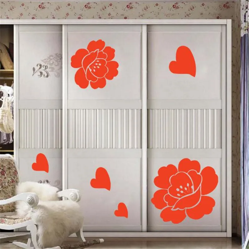 Idfiaf большой красный цветок Съемный стены наклейки бытовые украшения Art Flower