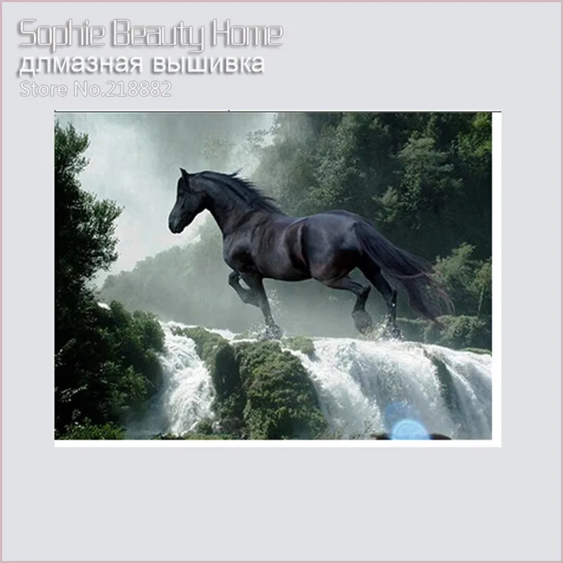 

2018 Promotion Real Paintings Diamond Mosaic Painting Pictures Of Diamonds By Numbers 5d Embroidery Horse Running On Waterfall