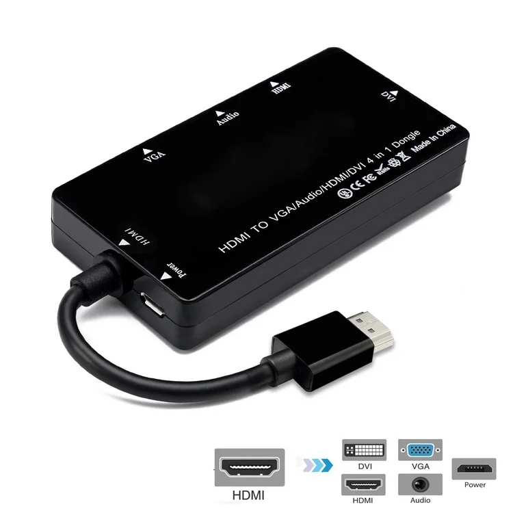 HDMI к VGA/Аудио/HDMI/DVI 4в1 адаптер многопортовый сплиттер конвертер для PS3 HDTV PC монитор