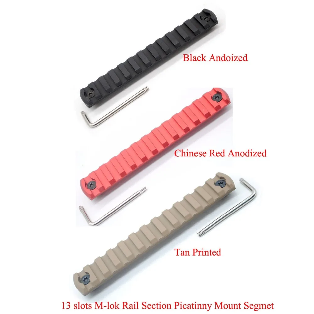 

TriRock 13 slots/5.4'' inch M-lok Rail Section Piatinny/Weaver Mount Segment Fit M-lok Handguard Attachment_Black/Red/Tan Colors