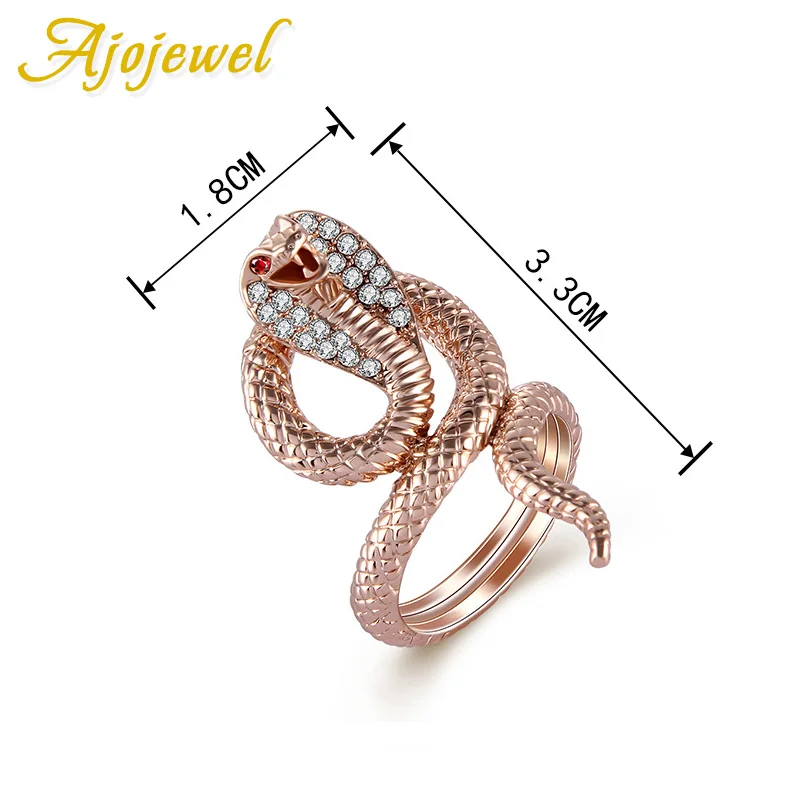 Ajojewel, Размер 7-9, женское, мужское кольцо в виде змеи, стразы, винтажный стиль, Кобра, ювелирные изделия в виде животных