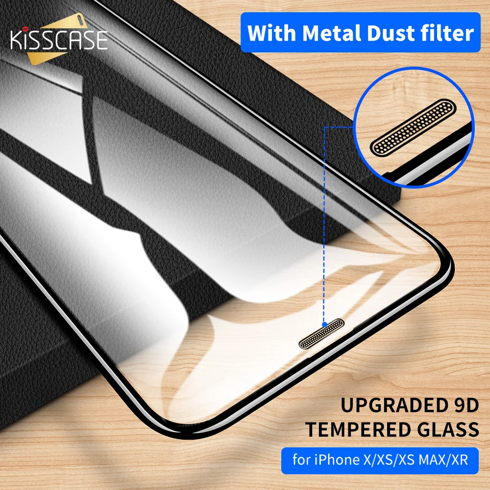 Защитное стекло KISSCASE закаленное с закругленными краями для iphone XR XS X 9D|Защитные
