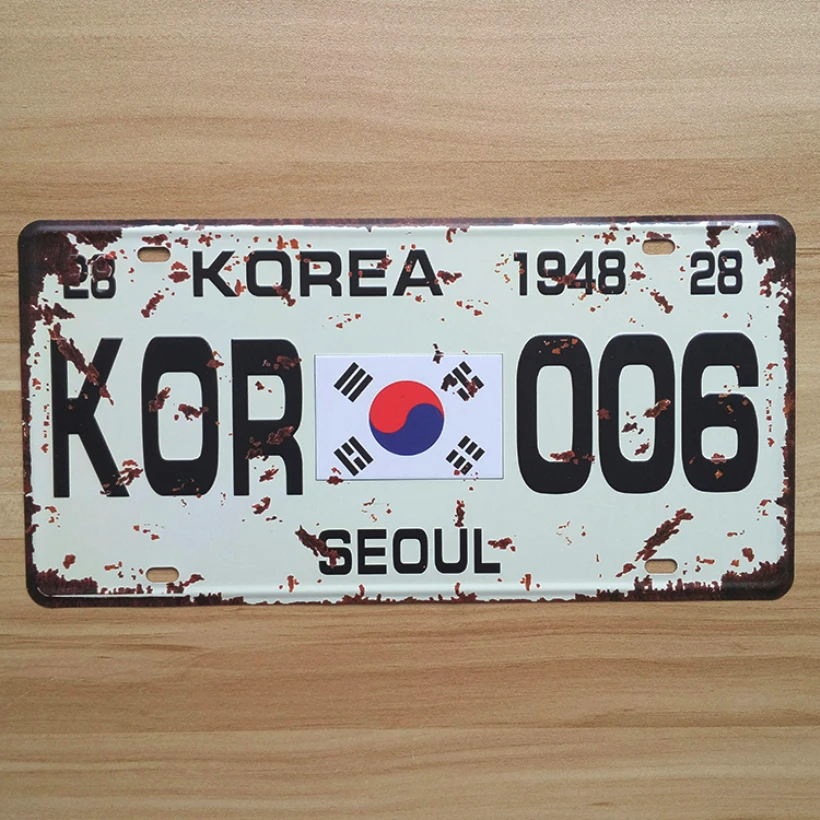 RONE128 винтажный автомобиль пластины &quotKOR-006 Сеул Корея&quot старинные металлические