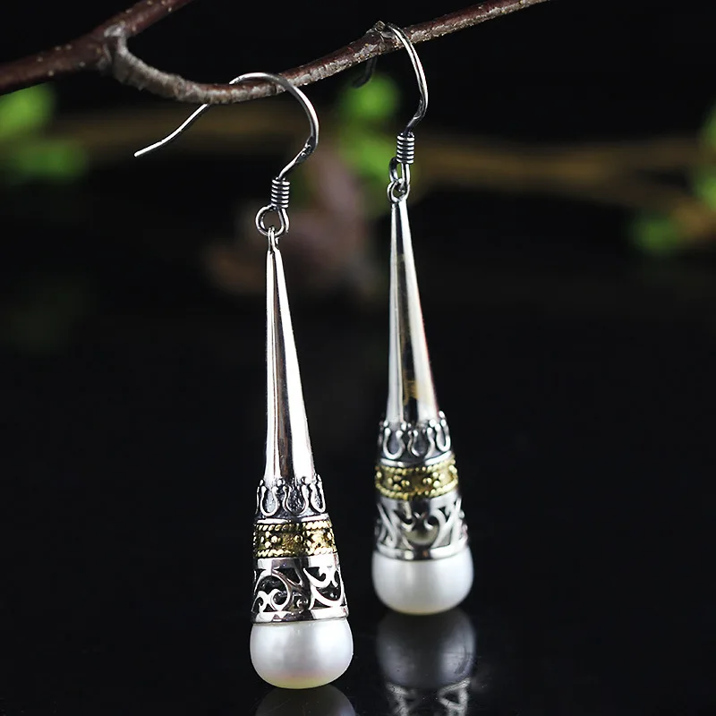 

2018 Direct Selling Earings Fashion Jewelry Amorous Feelings National Wind Earrings S925 Pure Ornaments Hollow Out Pearl Jewels