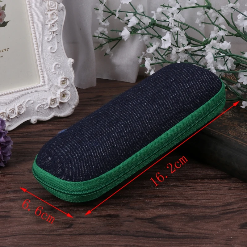 

Glasses Box Denim Fabric Zipper Sunglasses Protection Crush Resistance Container