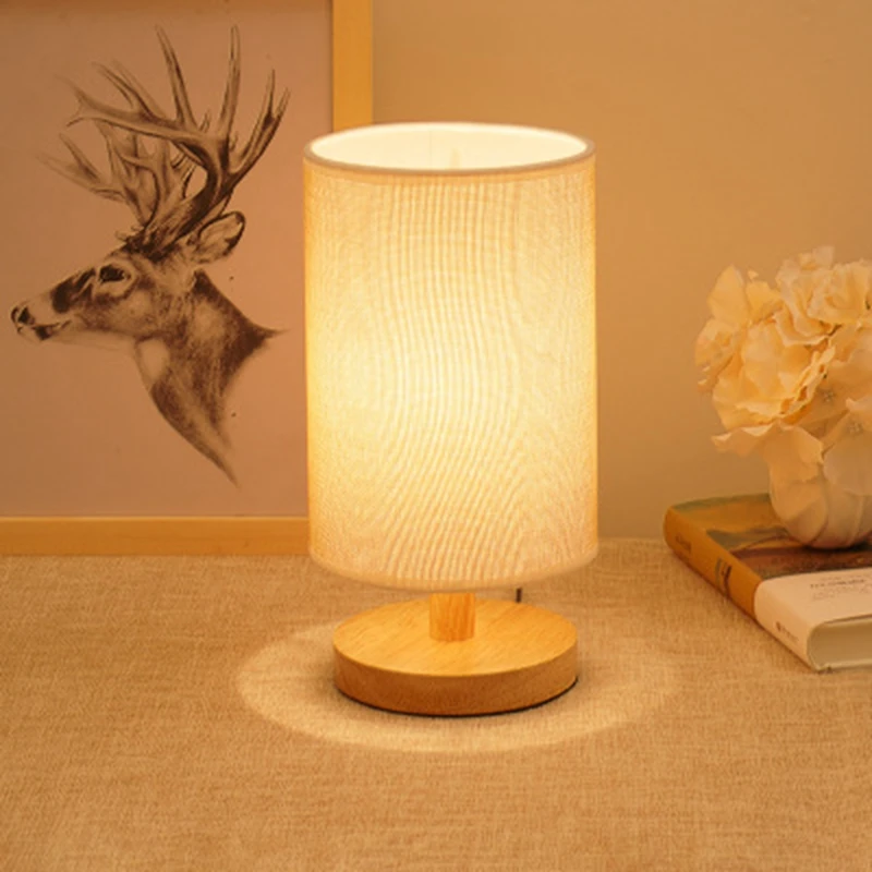 

LukLoy Wooden Dimmable LED Desk Lamp Simple Creative LED Table Light Bedroom LED Table Lamp Living Room Kids Room Study Lighting