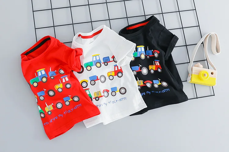 2PCS Children Clothing Baby Boy Suits Sport Outfits Cotton Cartoon Car Printed T-short And Pants Short Sleeve Top Sets |