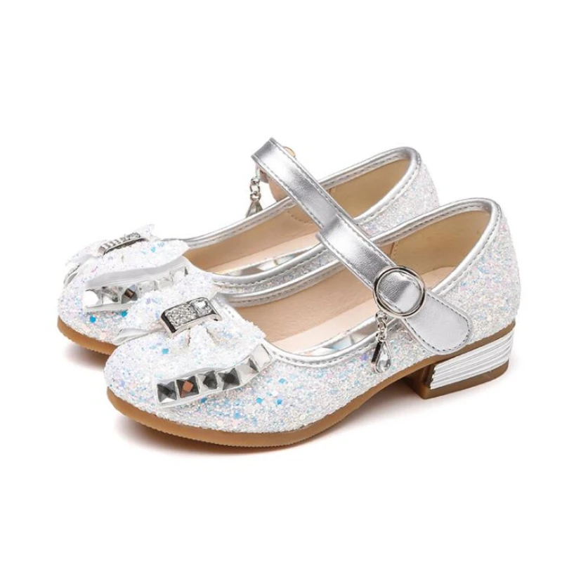 Детская обувь принцессы блестящая Модная студенческая с блестками для больших