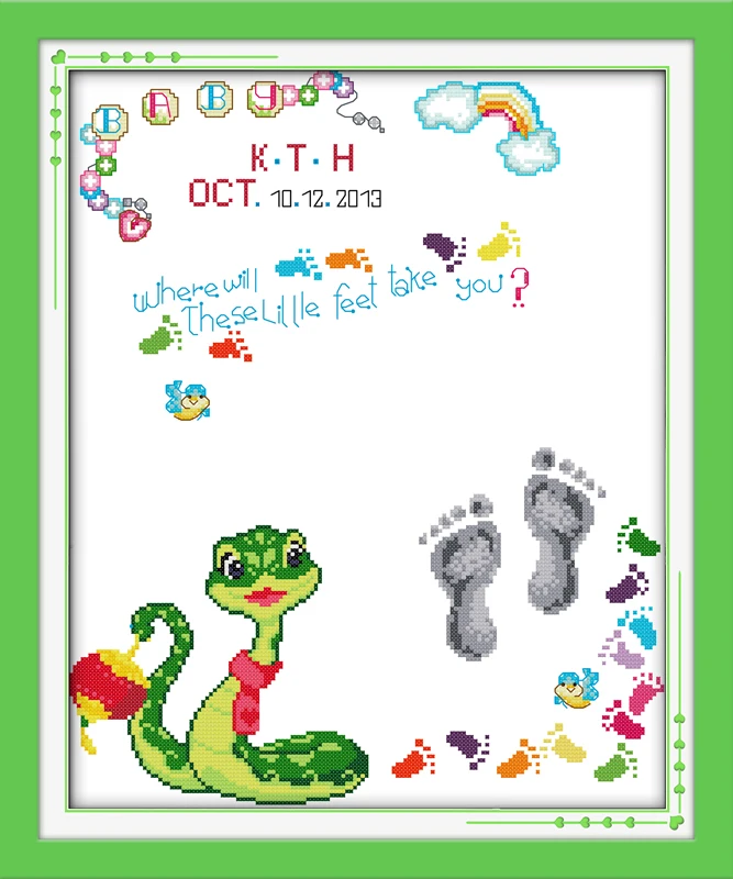 Рождения ребенка записи (4) змея 2 вышивка крестиком комплект люди 18ct 14ct 11ct