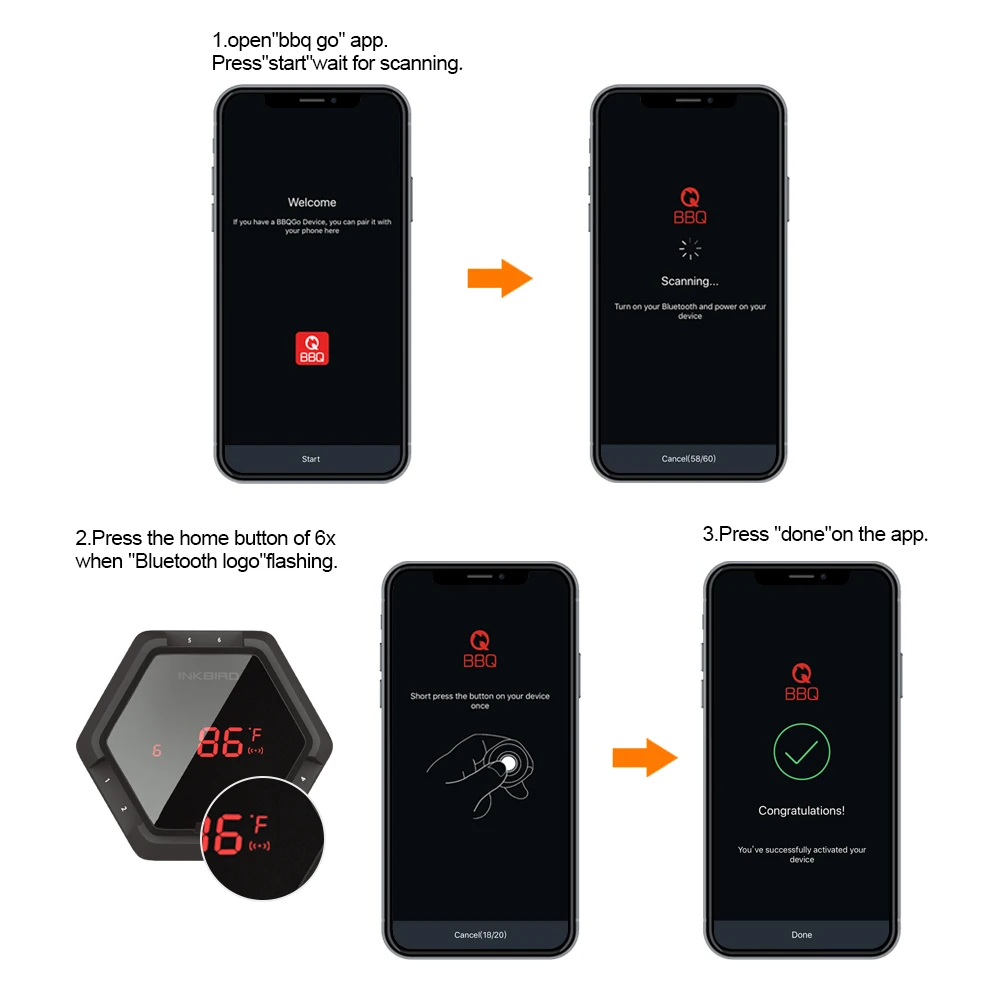 IBT 6X 6XS цифровой кухонный Bluetooth беспроводной термометр для барбекю с шестью зондами(зонды для еды и духовки) бесплатное приложение