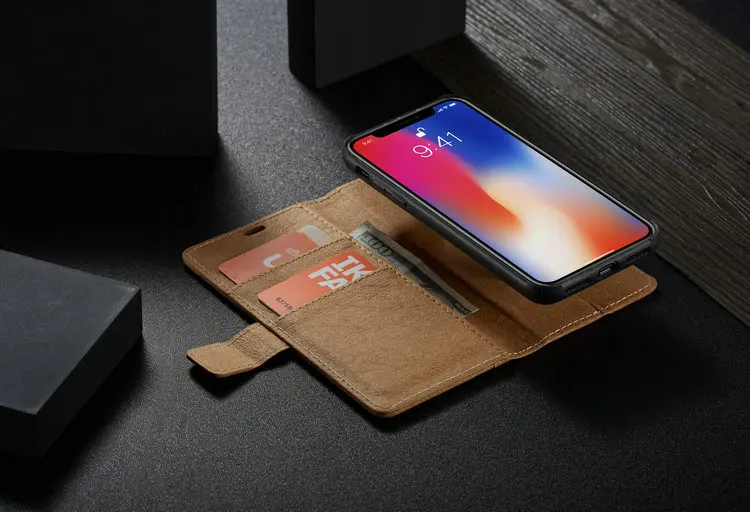 Роскошный флип-кейс WHATIF для IPhone 11 Pro Max 6S 7 8 Plus из крафт-кожи с отделением для карт и подставкой для IPhone X XS Max XR