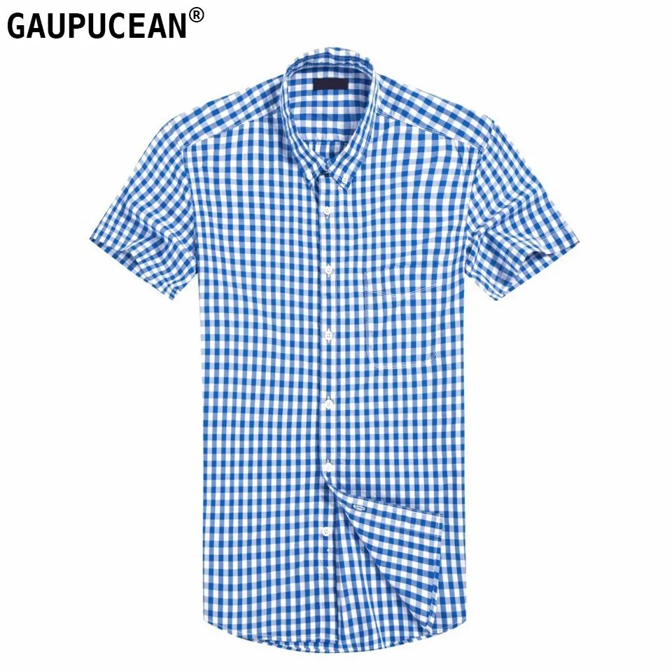100% чистая мужская хлопковая рубашка с коротким рукавом Американский европейский
