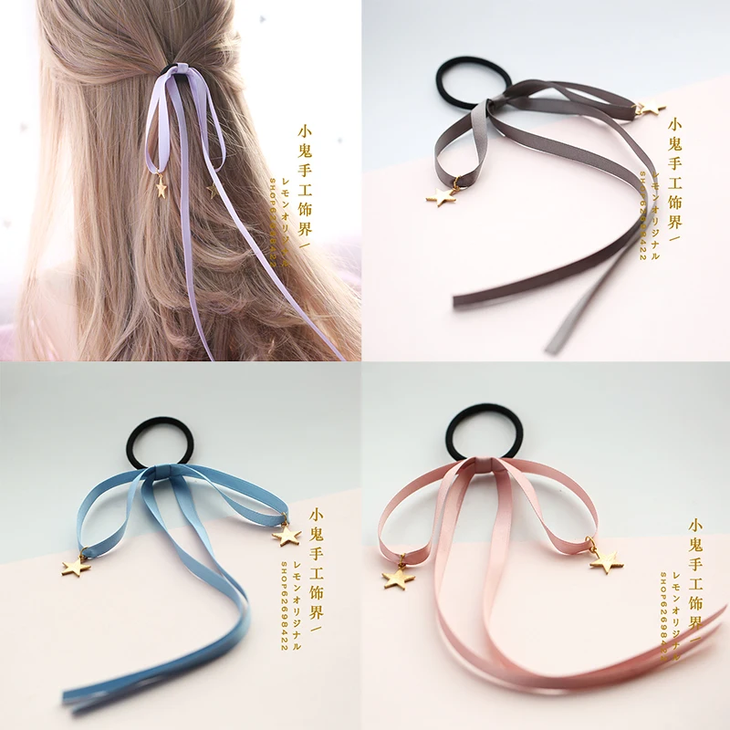 Japanese soft sister ribbon bow hair ring rope rubber band sweet accessories 11 color | Тематическая одежда и униформа