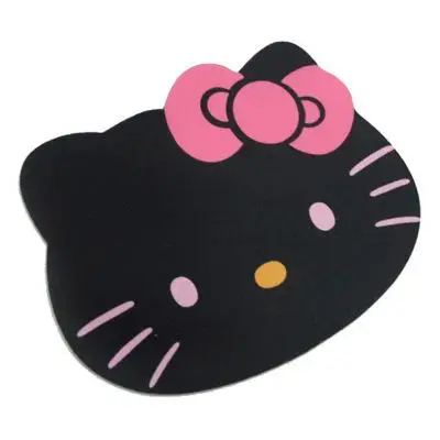 Коврик для мыши HELLO KITTY Kawaii Cute аниме, мультипликационный персонаж, черный, розовый коврик для компьютерной мыши, ПК, ноутбук, голова с большим лицом