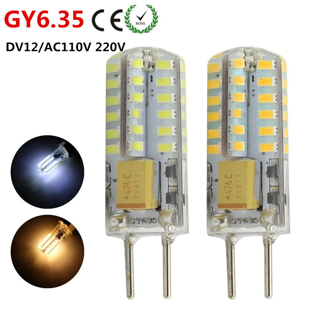 Новинка 2019 Светодиодные комнатные лампы GY6.35 48 SMD 3014 силиконовая Хрустальная