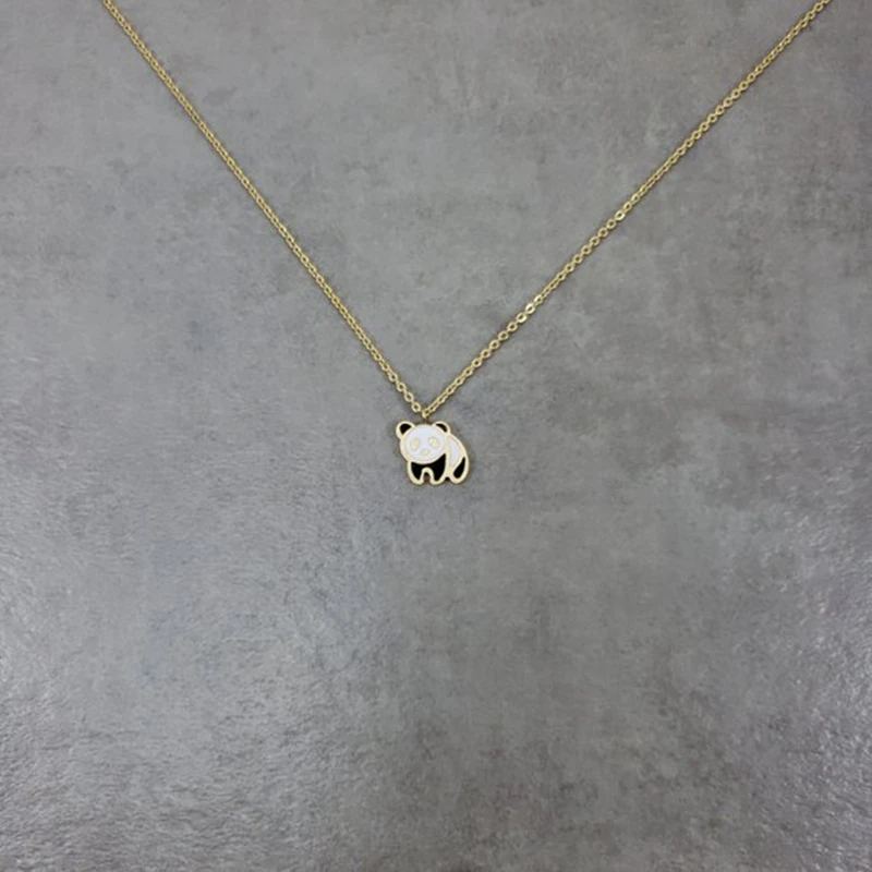 

Wholesale Animal Pendant Bear Jewelry Gold Color Panda Necklace Women Lovers Gift Stainless Steel Chain Collar Mujer 2019