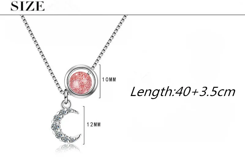 Everoyal Trendy Zircon Moon Pink Necklace For Women Accessories Charm Silver Plated Girl Necklaces Jewelry Female | Украшения и
