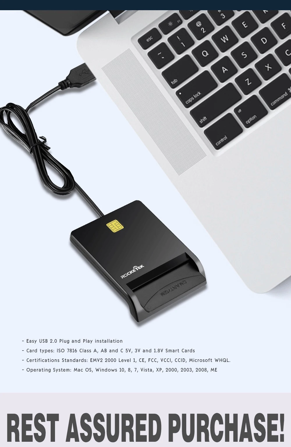 Rocketek USB 2,0 считыватель смарт-карт CAC ID, банковская карта, разъем для sim-карты cloner cardreader адаптер Аксессуары для ПК компьютера ноутбука