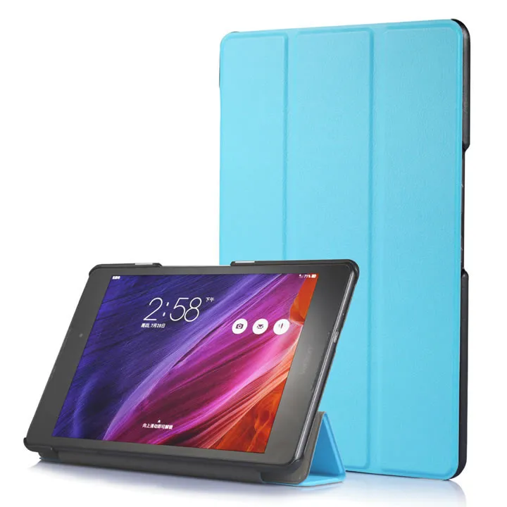 Умный чехол для планшета Asus Zenpad Z8 ZT581KL с магнитной подставкой, кожаный чехол для планшета Asus Zenpad 3 8,0 Z581KL, Чехол+ пленка для экрана+ ручка - Цвет: Skyblue
