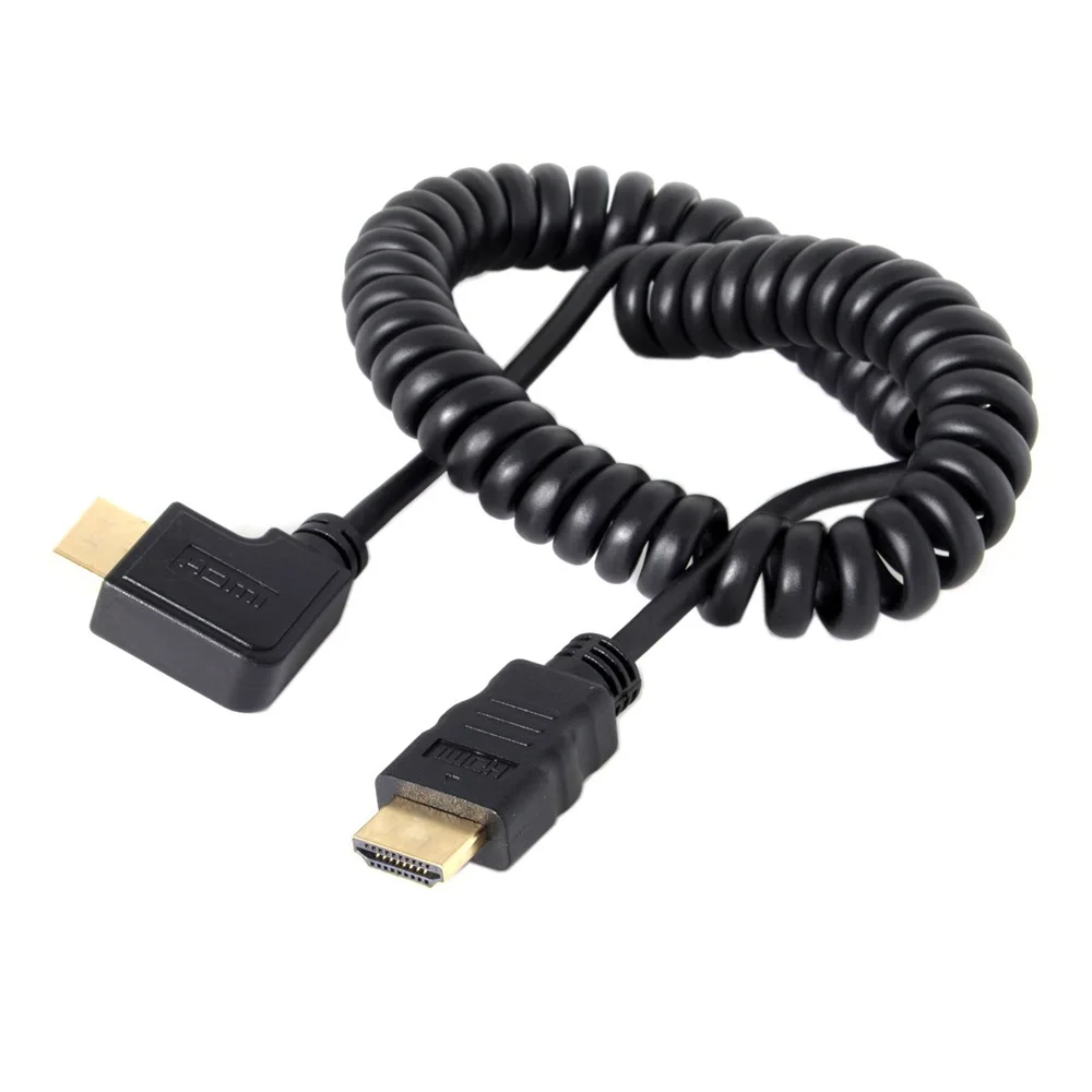 BAAQII 90 градусный Угловой HDMI штекер к Мужской растягивающийся пружинный кабель