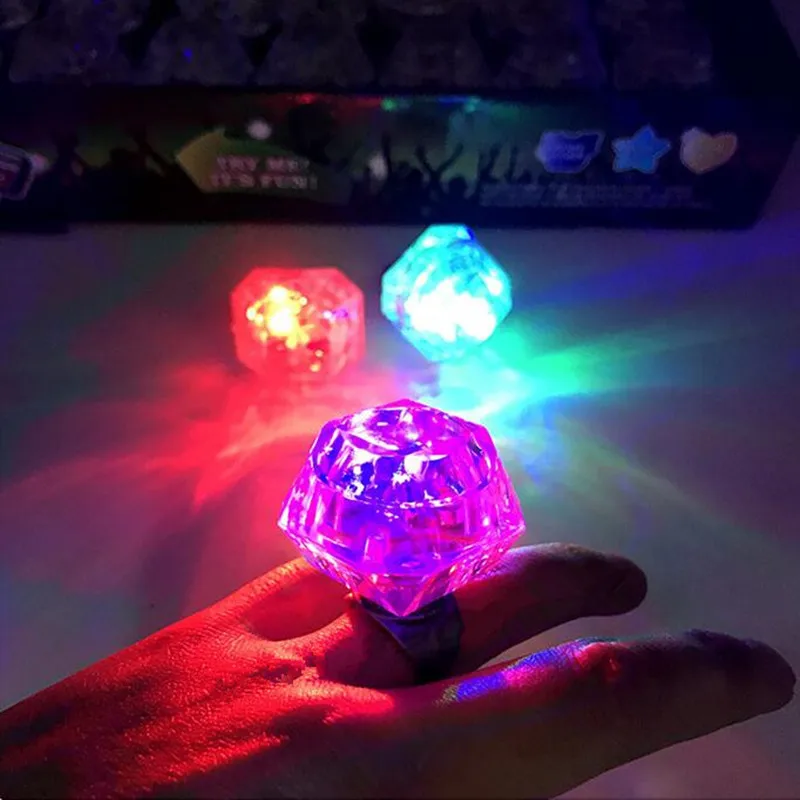 Faux Diamond LED Glowing Finger Ring Kids Flashing Light Gift Toys Glow Party wedding birthday Christmas Halloween Xmas|decorative