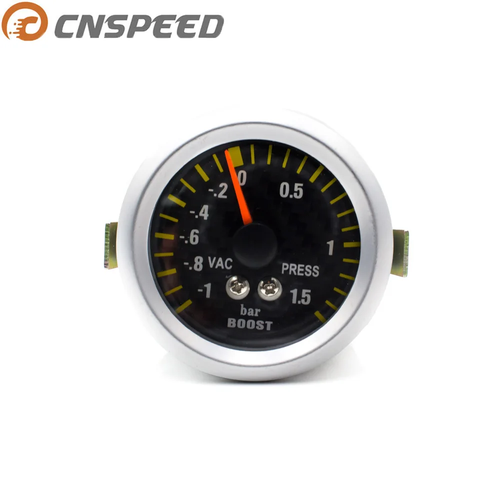 CNSPEED " 52 мм автоматический турбо Boost Gauge-1~ 1,5 бар с датчиком углеродного волокна для лица автомобильный Boost Meter Белый Светодиодный Turbo Kit YC100032