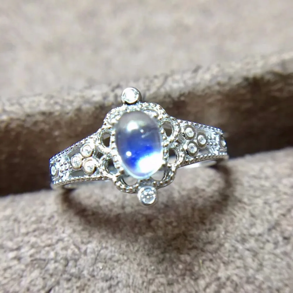 Uloveido натуральный лунный камень синего цвета кольцо для женщин 925 пробы