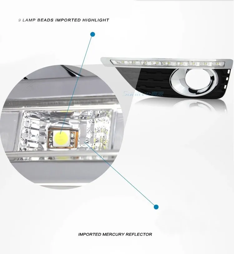 12 V 6000 k светодиодный DRL Дневной ходовой свет для Toyota Camry 2012 2013 противотуманная фара рамка противотуманная фара автомобильный Стайлинг