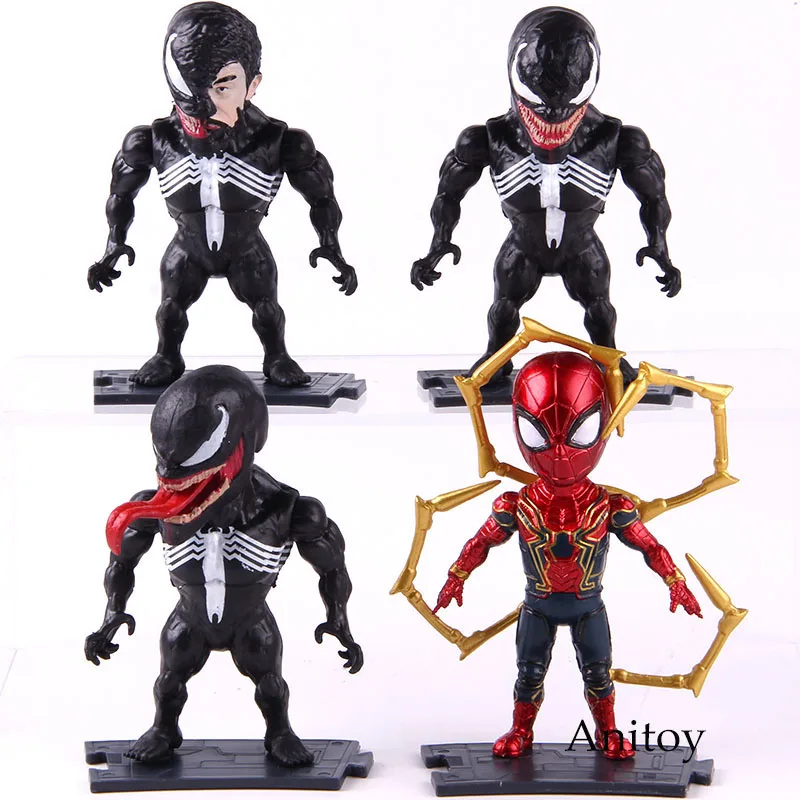 A 4PCS Мстители Marvel Фигурка Железный человек Человек-паук Капитан Америка Дэдпул танос муравьиный человек Веном ПВХ Модель игрушки - Цвет: A 4PCS