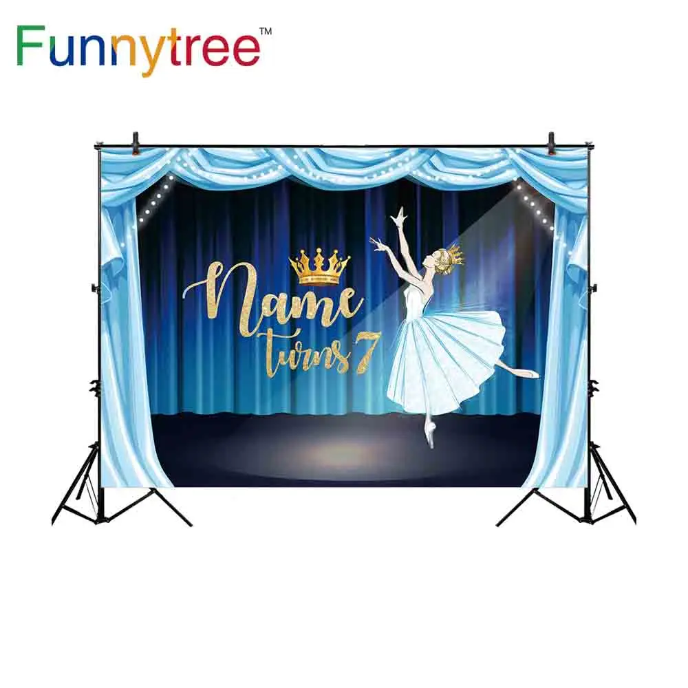 Фоны Funnytree для фотостудии сцена балерина день рождения пользовательский фон принцессы корона|Фон
