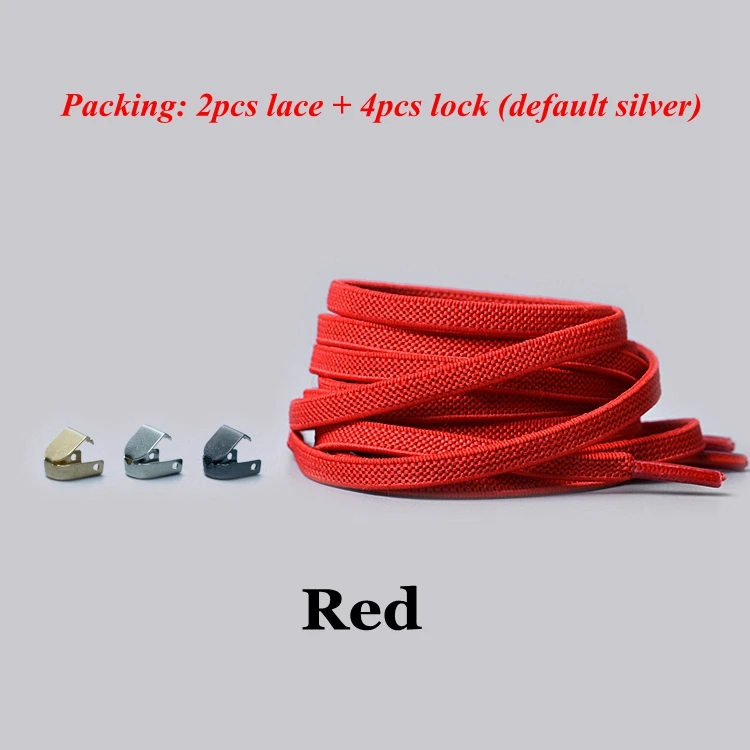 Red 1 пара плоские эластичные фиксирующие шнурки без завязок шнурки для детей и взрослых кроссовки обувь кружева быстро ленивые Ботинки со шнурками - Цвет: Red