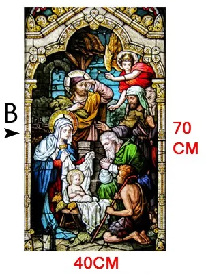 B 40cm by 70cm Декоративные самоклеющиеся матовый пятнистый Континентальный оконный фильм Распятие Иисуса/Христос Бог и Девы Марии - Цвет: B 40cm by 70cm