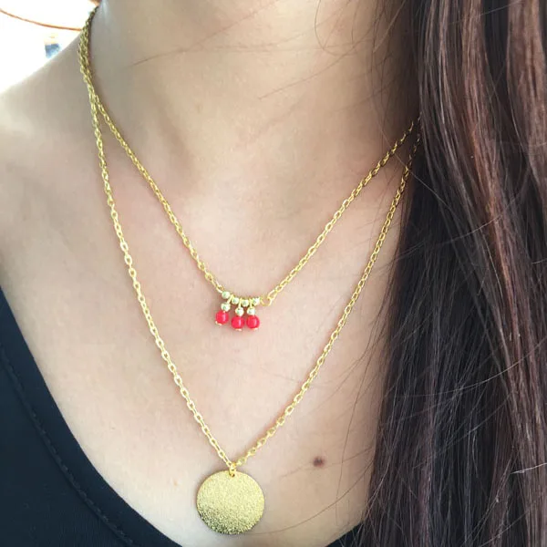 Новые Подвески boho к счастью вафли красные бусы ожерелье ожерелья подвески для