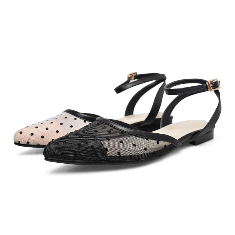 ISNOM/летние сетчатые сандалии в горошек женская модная повседневная обувь на