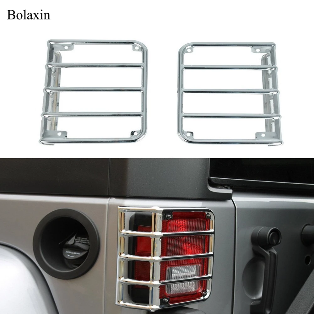 

High quality Bolaxin Car Accessories Car-styling Light Silver RearTail Light Guard Cover Protector for 2007-2016 Jeep Wrangler
