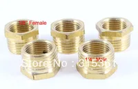 Free Shipping 100PCS/LOT Brass Pipe Reducing Hex Bushing Fitting Coupler 1/4'' Male x 1/8" Female