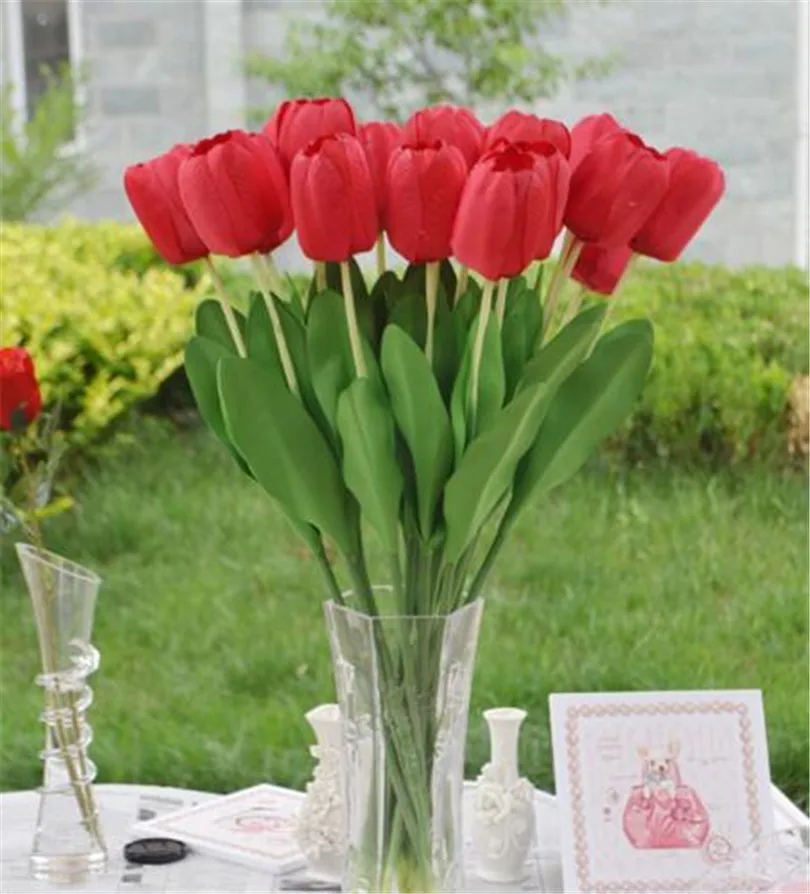 32p искусственный тюльпан одна голова за штуку цветок куст букет свадебные