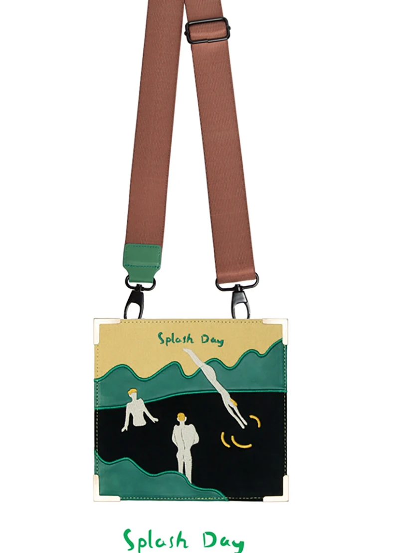 Оригинальная холщовая сумка мессенджер с металлической рамой через плечо