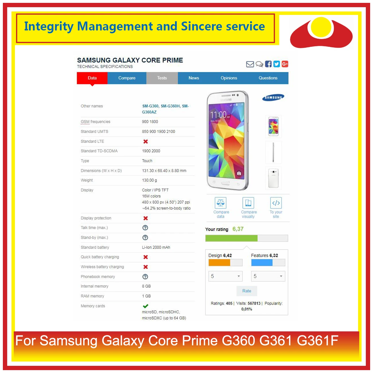 10 шт./лот для samsung Galaxy Core Prime VE G361 G360H G360 G361H G361F ЖК дисплей экран монитор модуль Pantalla